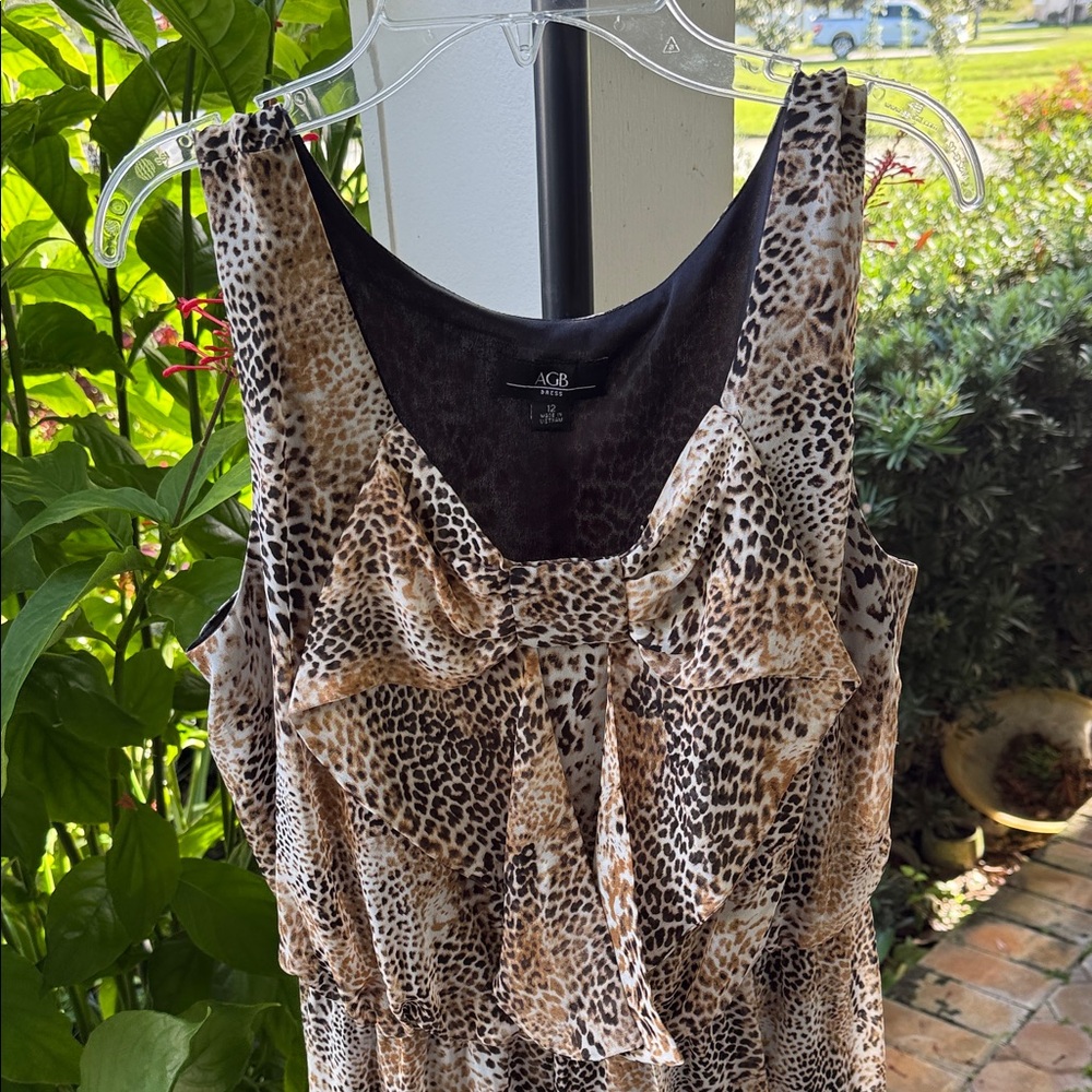 Chic Animal Print Midi sleeveless Dress - Black and Brown